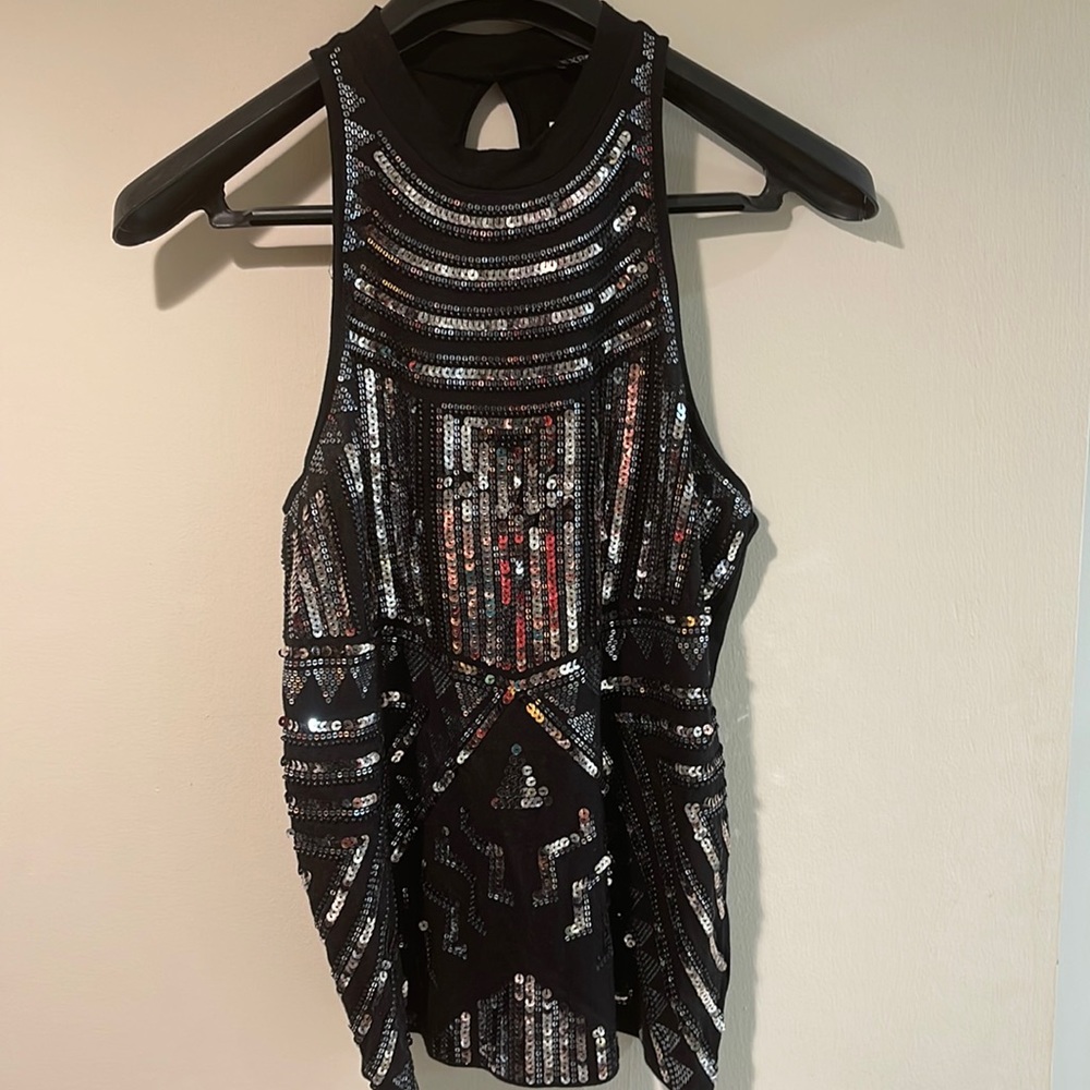 Beautiful sequin black and silver top